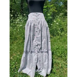 {Lorretta Caponi Firenze} TECLA Skirt " Rose on Stripes" Size MED NWT prairie